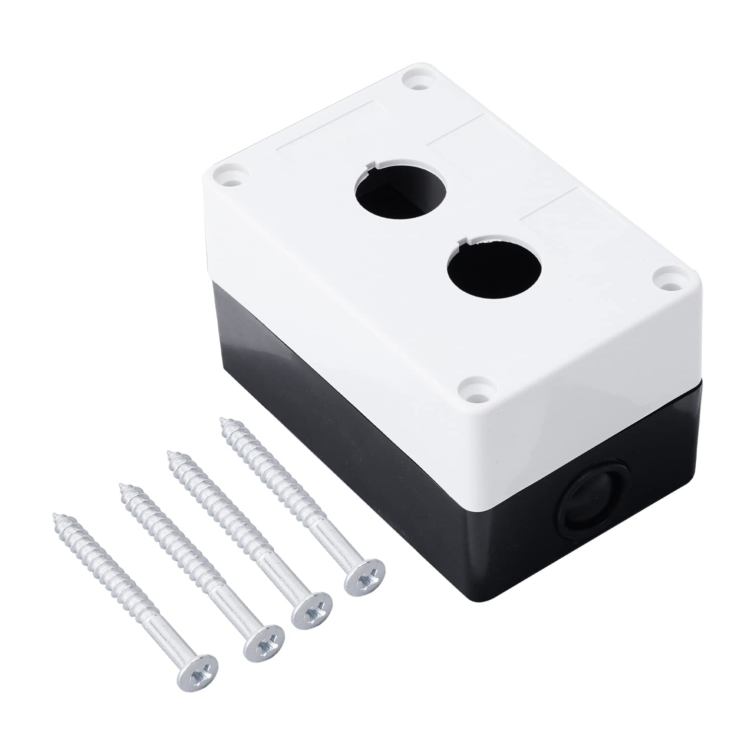 Heyiarbeit 4.52" x 2.77" x 2.83" 2 Button Hole Push Button Switch Control Station Box Waterproof Plastic Black and White for Electronic Projects 1PCS