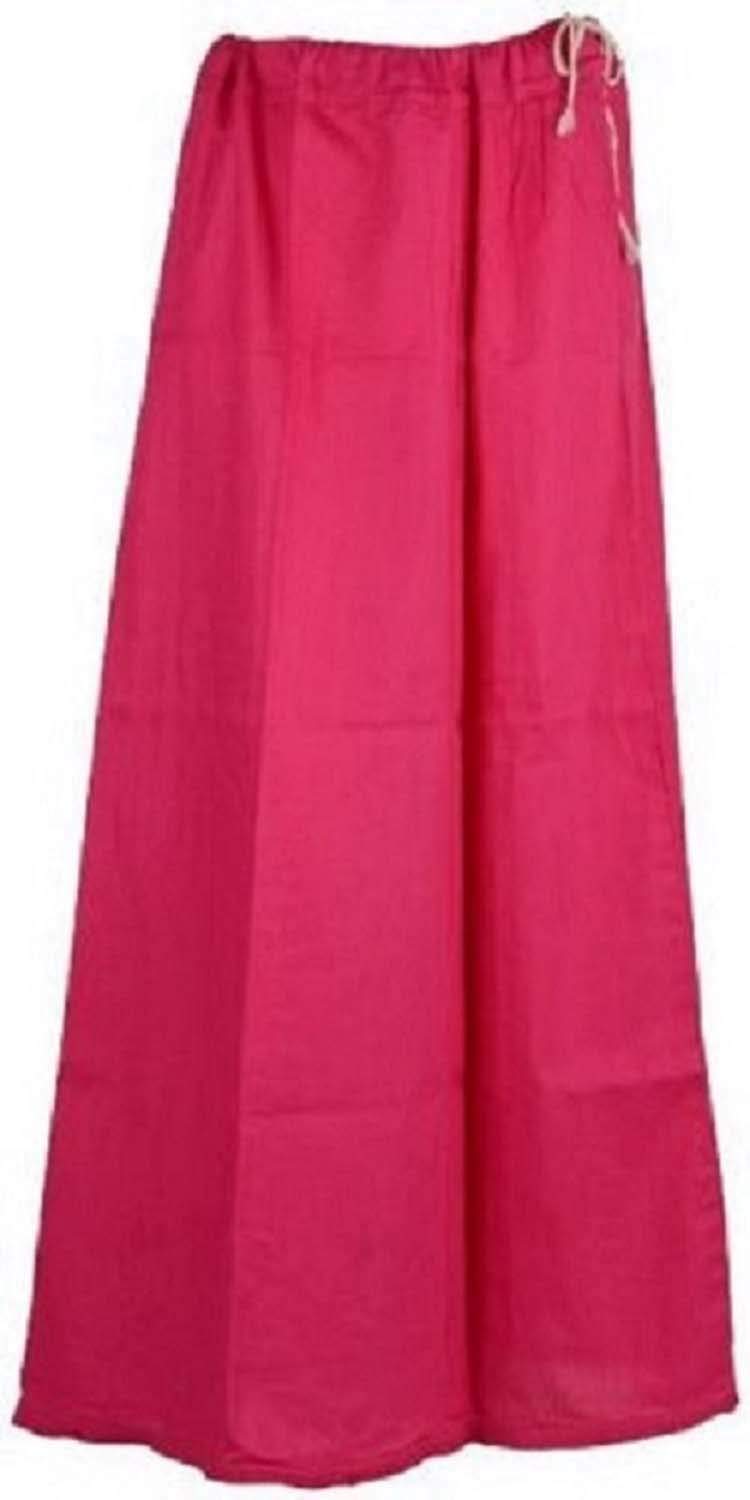 Ethnic Closet Indian Women's Saree Petticoat Cotton Wrap Solid Pattern Underskirt Lining for Sari Pink