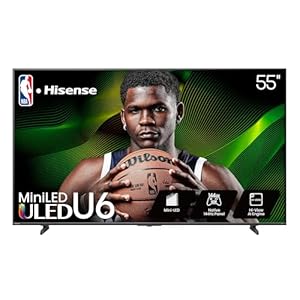 Hisense 55″ Class U6 Series Mini-LED 4K UHD Smart Fire TV (55U65QF, 2025 Model) – QLED, Native 144Hz, HDR10+, Dolby Vision IQ, Dolby Atmos, Game Mode Pro, ALLM, Alexa Built in, Black