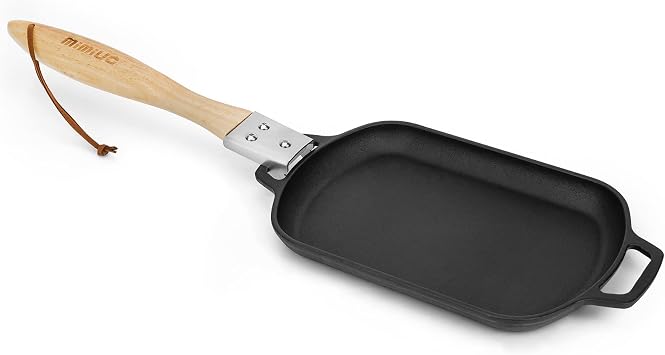 Mimiuo Cast Iron Griddle Pan مقلاة مستطيلة غير لاصقة مع مقبض قابل للفصل لبيتزا فرن أو موقدوب أو أي سطح طبخ