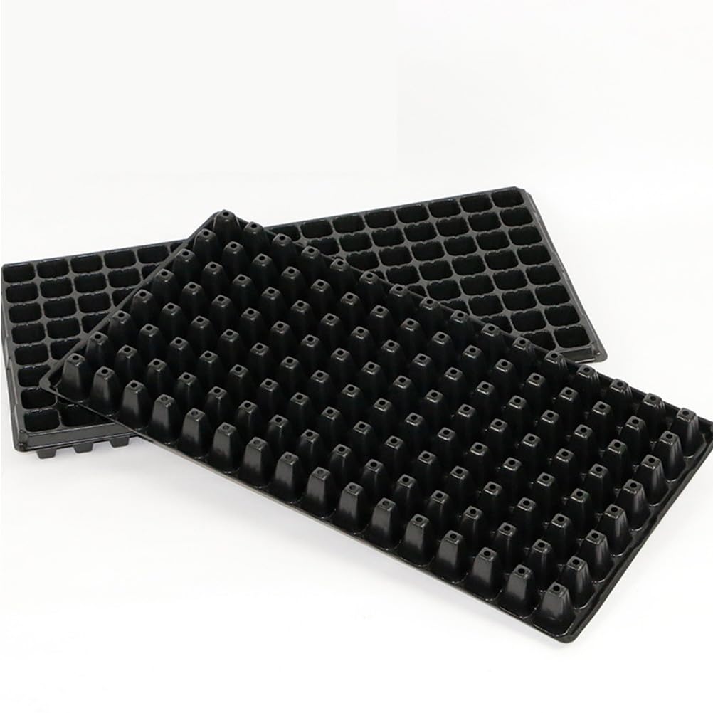 BESPORTBLE Lot de 10 Plateaux de Germination en Plastique pour semis à Plat - Plateaux de démarrage de 128 alvéoles avec Trous de Drainage pour Plantes d'intérieur en Serre, 110 g