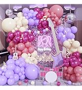 Pink and Purple Balloon Garland Arch Kit, 125pcs Dusty Pink Pastel Lavender Purple Metallic Red W...