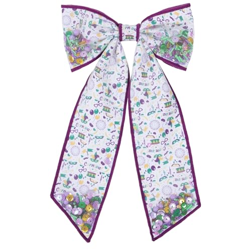 Pinza para cabello con moño Mardi Gras 5 pulgadas miniatura 1