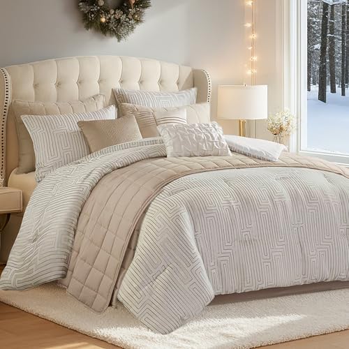 Madison Park King Comforter Set Jacquard Metallic Thread Comforters, All