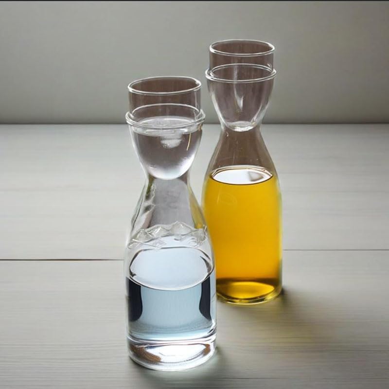 Bedside Water Carafe with Tumbler Glass, Glass Water Set Pitcher And Cup, Clear Tumbler Juice Pitcher for Bedroom Nightstand, Living room, Mouthwash Dispenser Bottle in Bathroom 600 ml - Image 2