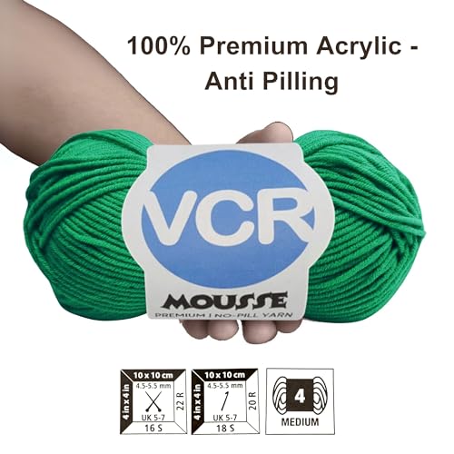 Image of VCR 4 Ply Dark Green Yarn, 100 Grams Hank, 190 Meters Length, Acrylic Ball for Crochet and Knitting, Soft Crosia Threads, Pack of 1 Yarn, Suitable for DIY Crafts