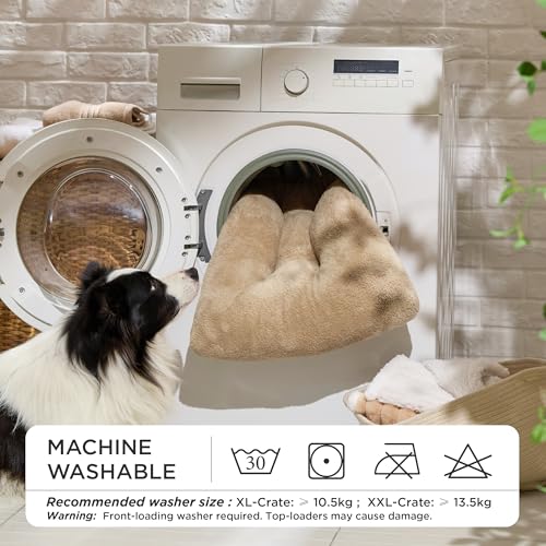 BEDSURE Hundebett Waschbar Extra Groß - XL Hundekissen Bett Beruhigende Hundematratze mit Rutschfestem Boden, Hund Angst Kissen für Sehr Große Haustiere, Kamel, 104x69x8cm