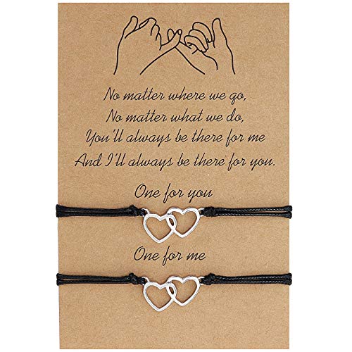 YooAi 2 Pièces Pinky Promesse Bracelets Distance Correspondant à La Chaîne Bracelets pour Femmes Filles Bracelet à La Main Réglable Twolove