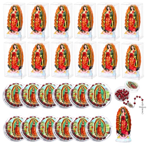 Estatuas de Nuestra Señora de Guadalupe con Collar de Rosario Aromático