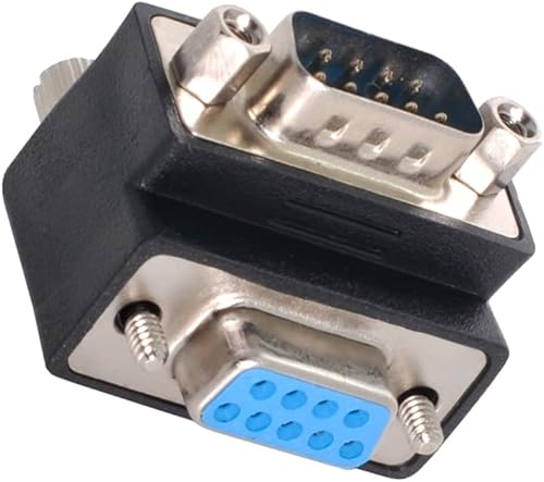 Miniatura 8 de cablecc 90 grados hacia abajo DB9P macho a hembra D-Sub RS232 9Pin adaptador de extensión