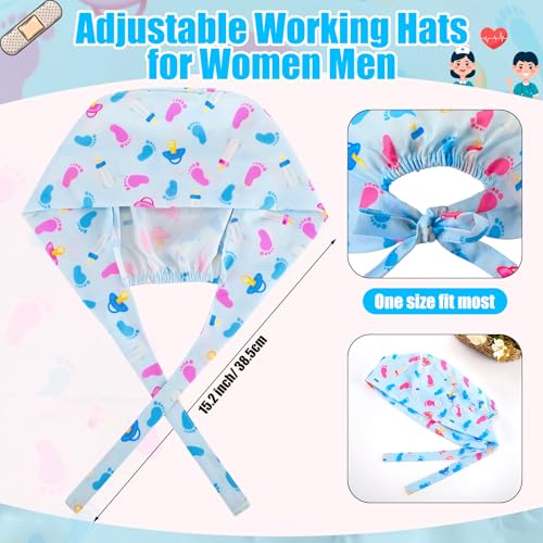 Image of Unittype 4 Pcs Nurse Caps for Women Nursing Working Caps with Button and Sweatband Adjustable Elastic Scrub Hats for Dentist