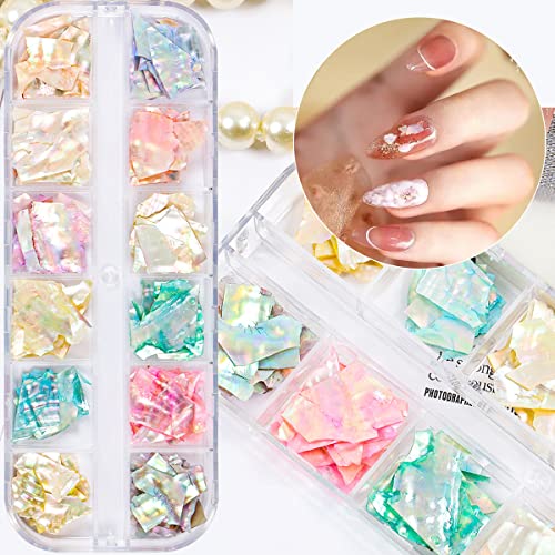 Nail Art Shell Flakes - Abalone Seashell Slices for DIY Manicure 12 Grids/Box (Shell Pieces B) - Image 3