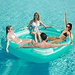 Jasonwell Floating Island Pool Float - Giant Inflatable Multi Person Pool Party Floats Swimming Pool Lounger Raft with Cup Holders Lake Floaties Beach Relaxation Water Float for Adults (Green, XL)