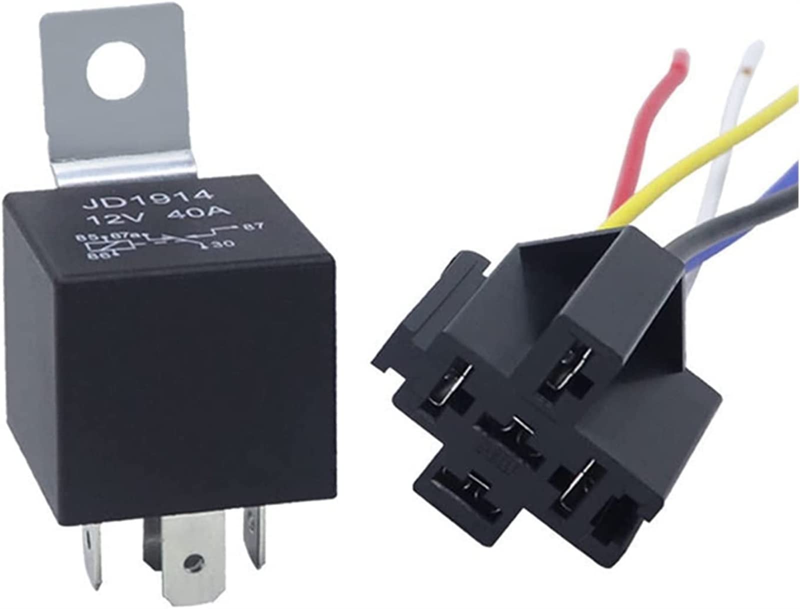 AQHYEBNSR 1 Piece Waterproof Automotive Relay 12v 5pin 40a Car 4pin with Black Red Copper Terminal Auto with Socket