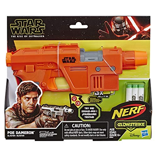 Star Wars Nerf Poe Dameron Blaster - Lights And Sounds, Glowstrike Technology, 3 Official Nerf Glowstrike Darts - For Kids, Teens, Adults #TOP1