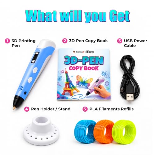 Image of PW 3D Pen for Kids, DIY Kit with USB Cable, Pen Holder & 3 PLA Filaments