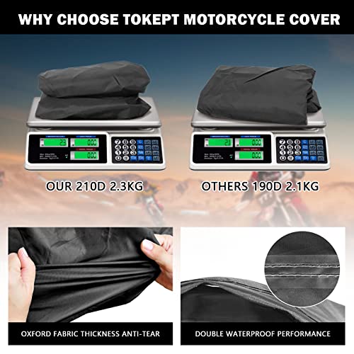 Tokept Black Motorcycle Cover, 210D Oxford Fabric All Weather Water Sun Protection, 104 Inch Vehicle Cover For Harley Davidson Honda Suzuki Kawasaki Yamaha (Xxl) #TOP4