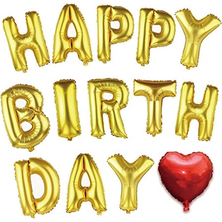 Amazon Happy Birthday バルーン 誕生日 風船 ハート付き バースデーパーティ に ゴールド 風船 バルーン おもちゃ