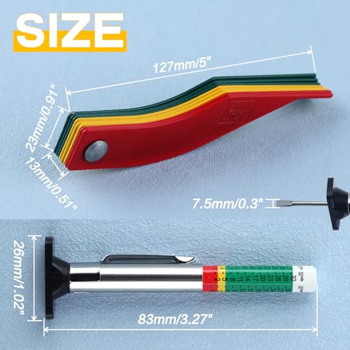Image of SPEEDWOX Brake Lining Thickness Gauge 8PCS SAE & Metric Automotive Brake Pad Measure Ruler Tire Tread Depth Gauge Tool Brake Lining Gauge Set Color Coded - 2mm to 12mm for Motorcycle Car Truck and Bus