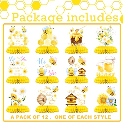 What Will It Bee Gender Reveal Table Centerpieces – 12PCS Yellow Bee Baby Shower Decorations for He or She Party, Honey Bee Gender Neutral Baby Reveal Supplies - Image 2