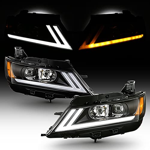 ACANII - For 2014-2020 Chevy Impala LED DRL SWITCHBACK Turn Signal Black Housing Projector Headlights Headlamps Pair