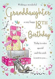 Traditional Milestone Age Birthday Card Age 18 Granddaughter - 10 x 7 inches - Piccadilly Greetings
