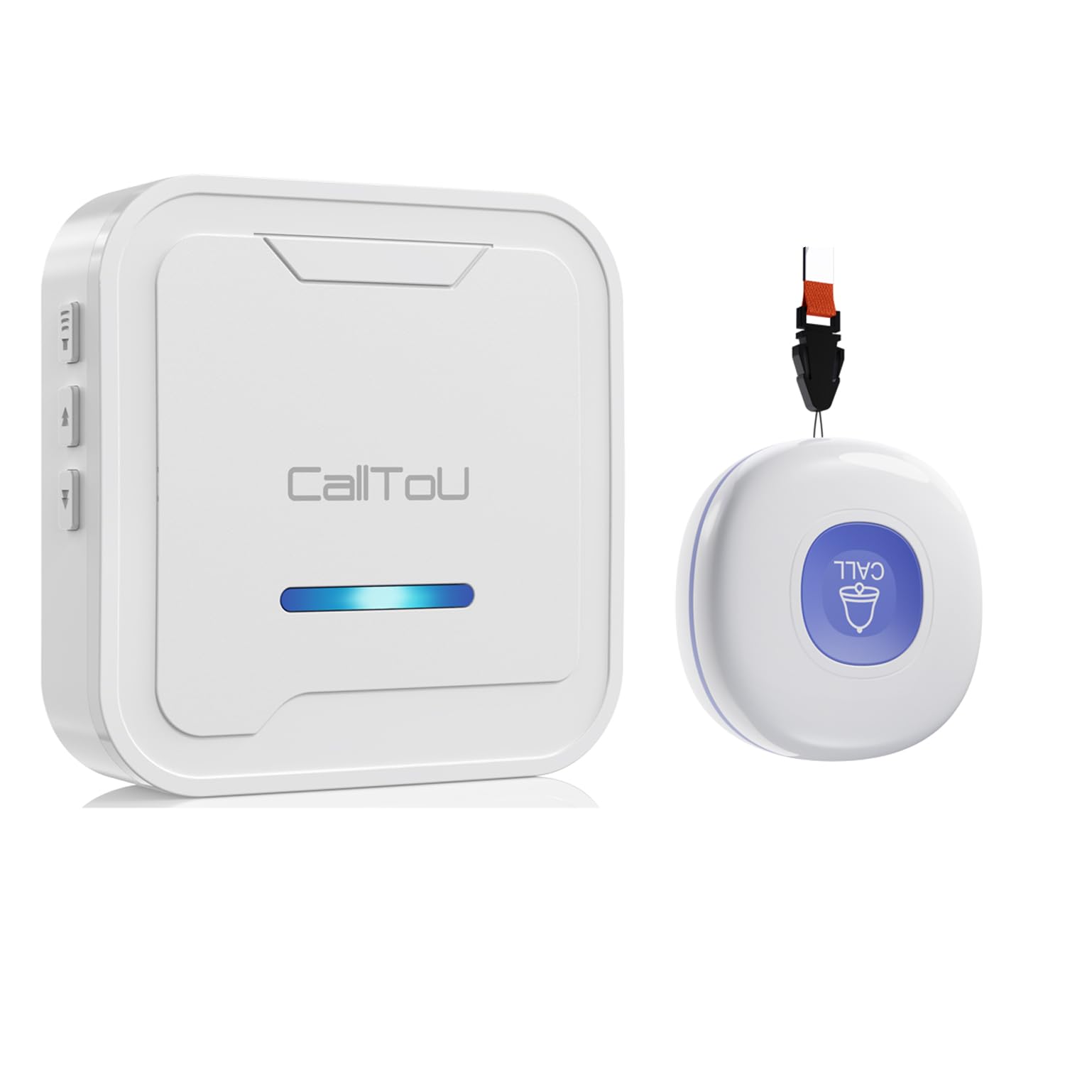 CallToU Wireless Caregiver Pager System, 500+ ft Range, Plug-in Receiver &amp; Waterproof Call Button, Nurse Alert Emergency Call Button for Elderly, Home &amp; Patient Care, Expandable Assist Call System
