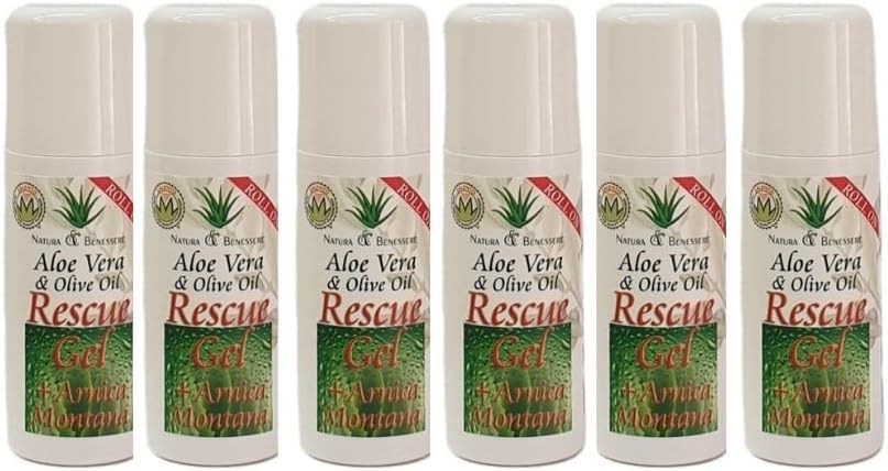 Roll On ResCue Gel Aloe Vera Con Efecto Inmediato Del Alivio Del Dolor con efecto analgésico en Articulaciónes, Cervicales Masaje Practico de Aplicar Alivia Tus Dolores Pack 6 Unidades