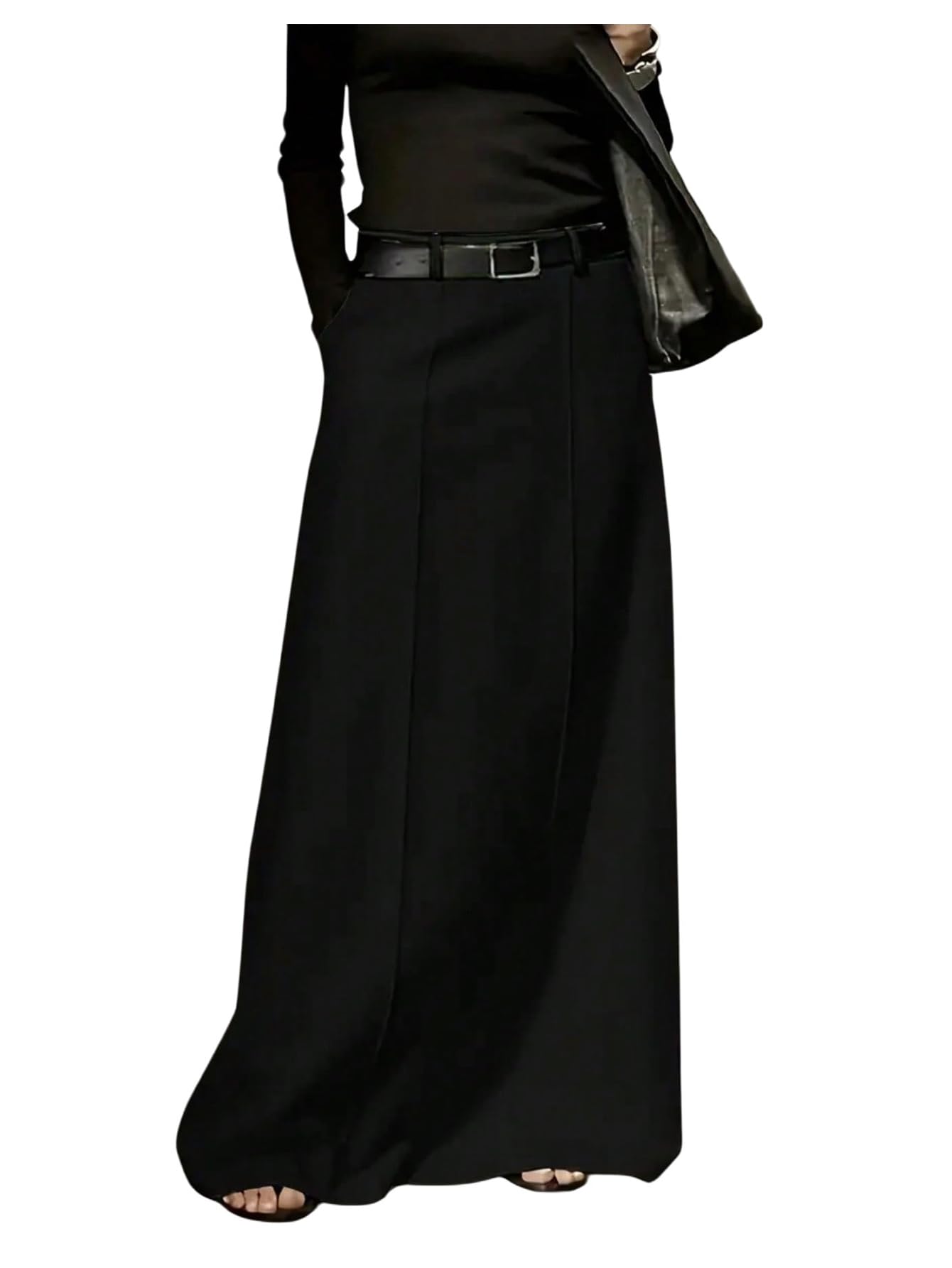 SHENHE Womens Plus Size Fall Maxi Skirt Elastic Waist Elegant A Line Flowy Long Skirt