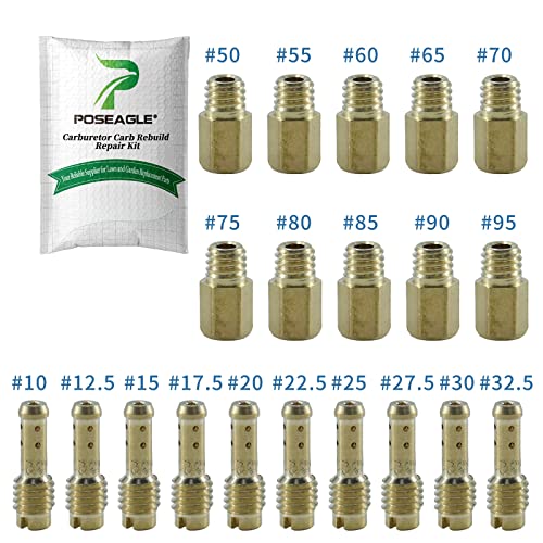 20 pcs Carburetor Main Jet Kit inculding 10 pcs Main Jet Set # 50- # 95 & Slow Jets Pilot Jet Kit # 10- # 32.5 pcs for YAMAHA TZR250 Suzuki EN125 AX100 and Mikuni TM Series Carburetors