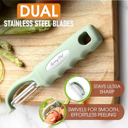 Image of Spring Chef Swivel Vegetable Peeler with Ergonomic Handle, Pistachio