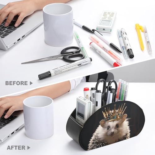 Boîte de rangement pour télécommande en cuir hérisson à 5 compartiments - 4