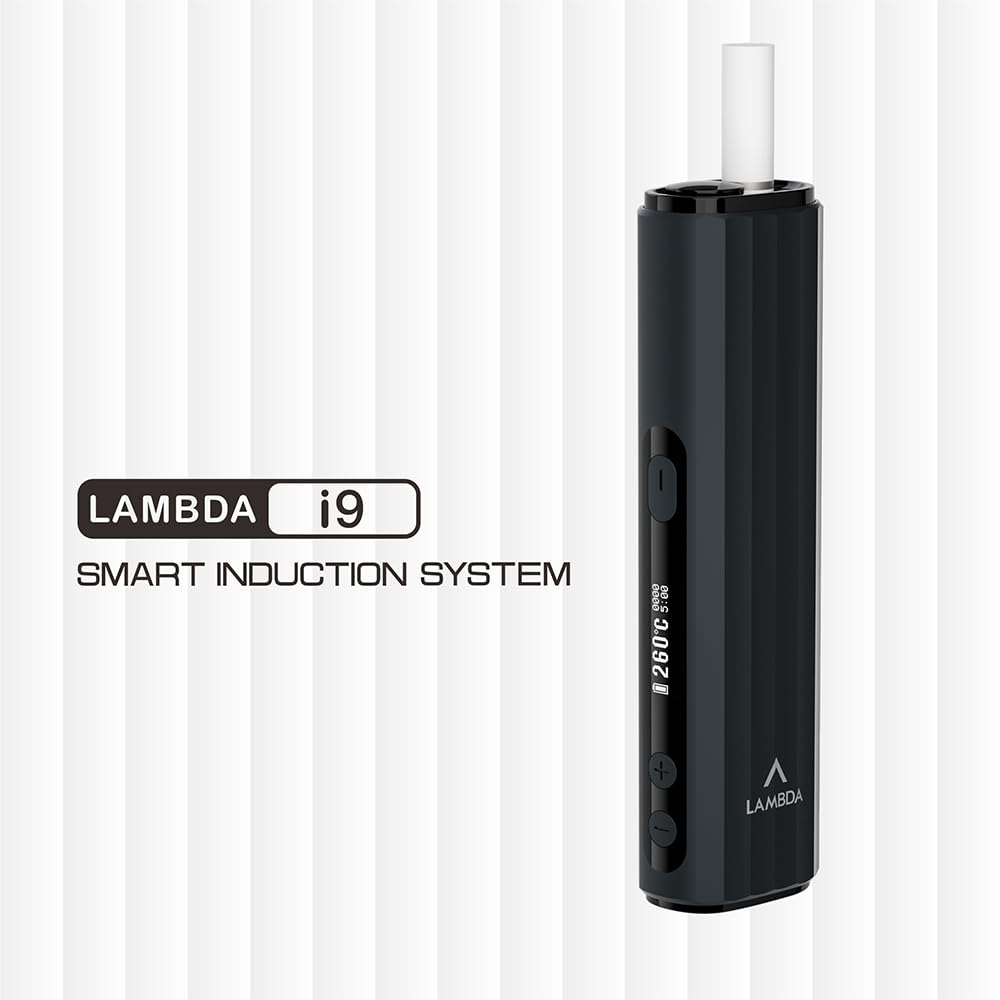 LAMBDA i9 HNB Heat-not-Burn-Geräte, Berührungslose Elektromagnetische Induktionsheizung, OLED 3200mAh Einstellbare Heizzeit und Temperatur, erfordert Keine Reinigung (Schwarz)