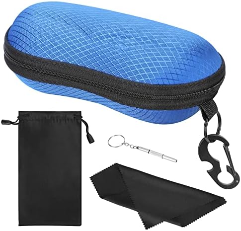 MoKo EVA Semi Hard Shell Sunglasses Case, Unisex Eyeglass Storage Holder with Metal Hanging Hook