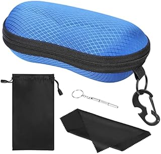 MoKo EVA Semi Hard Shell Sunglasses Case, Unisex Eyeglass Storage Holder with Metal Hanging Hook