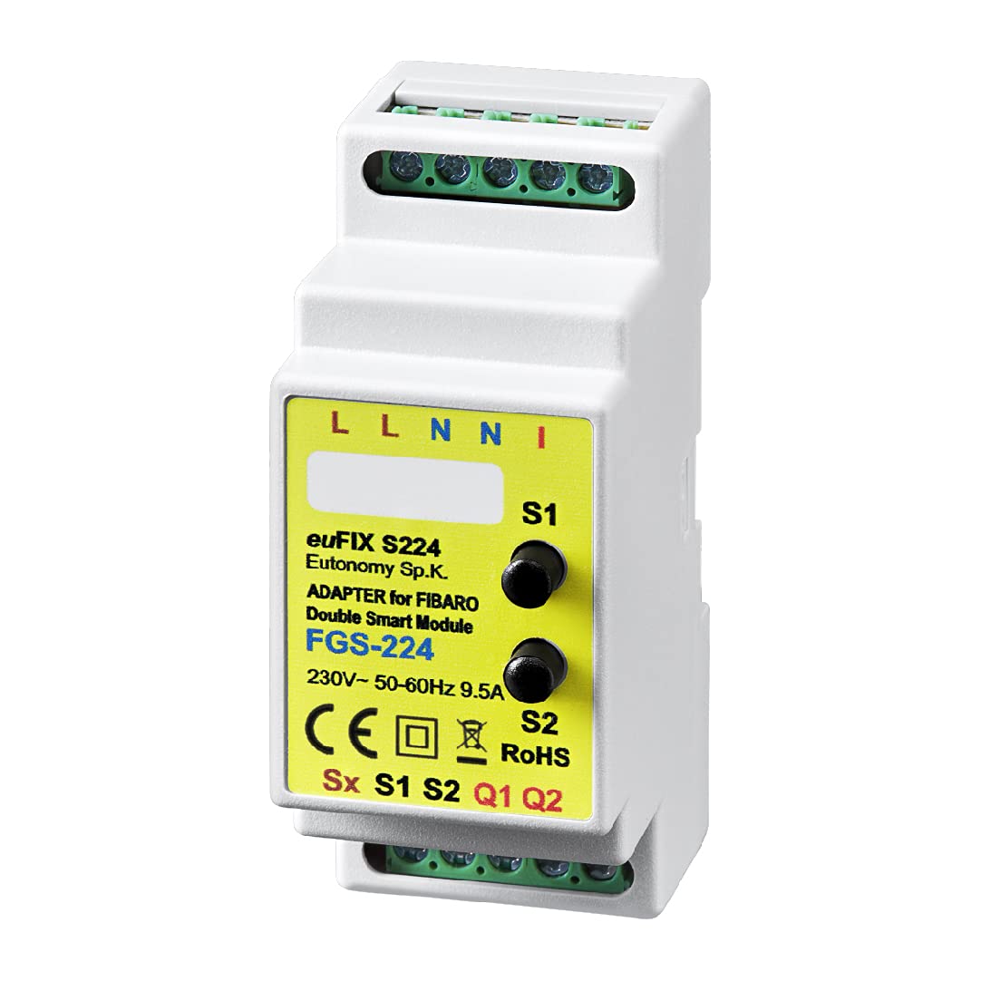 WOOTONG Eutonomy euFIX S224 Adaptor for DIN Rail for FIBARO Double Smart Module with Buttons