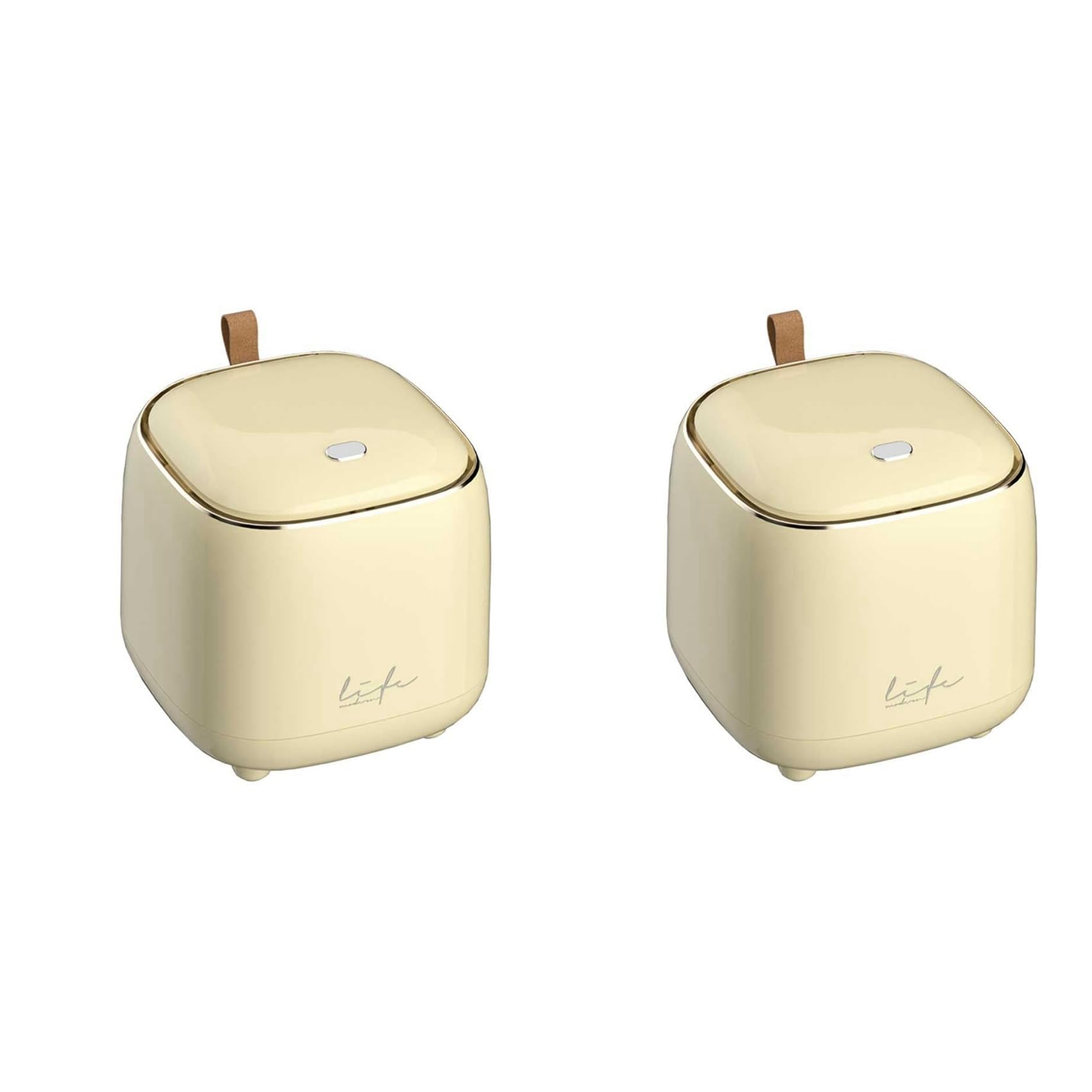 Teuypty Creamy Yellow 2X Countertop Trash Can, Waste Can With Press Type Lid, 0.5 Gallon/1.5 Liter