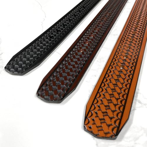 Image of Basketweave Work Uniform Genuine Leather Belt 1.75 inch for Men-Black, Brown, or Tan