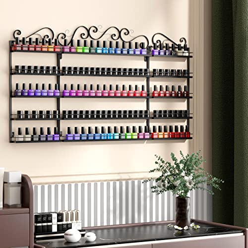Lasieyo 5 Tier Nail Polish Racks, Nail Polish Racks For The Wall, Nail Polish Wall Rack Nail Polish Bottles | Essential Oil Storage Display Nail Polish Rack (170-200 Bottles - Black) #TOP1