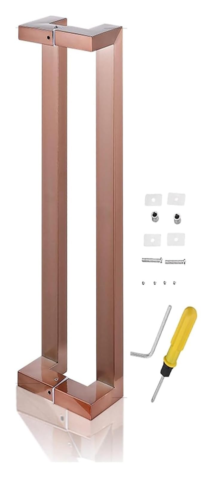 CWCQGH Push Pull Door Handle, Sliding Barn Door Handles, Door Handle Double Sided, Internal Glass Door Grab Bar for Farmhouse Pantry Entry Shower,Rose Gold-Length 100cm
