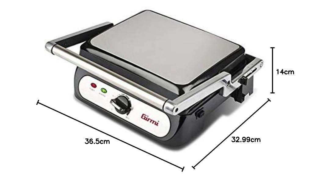 Girmi BS41 Bistecchiera, 2000W, Acciaio INOX, Rivestimento Antiaderente, Piastre Staccabili, Nero/Argento
