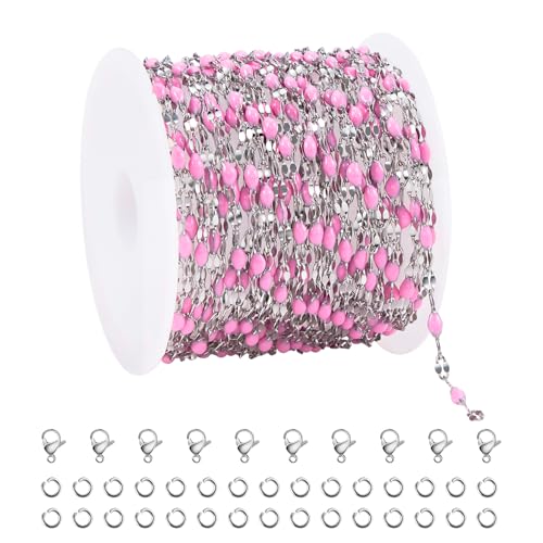 Chaîne émail rose en acier inoxydable pour imaginer vos looks d'été colorés