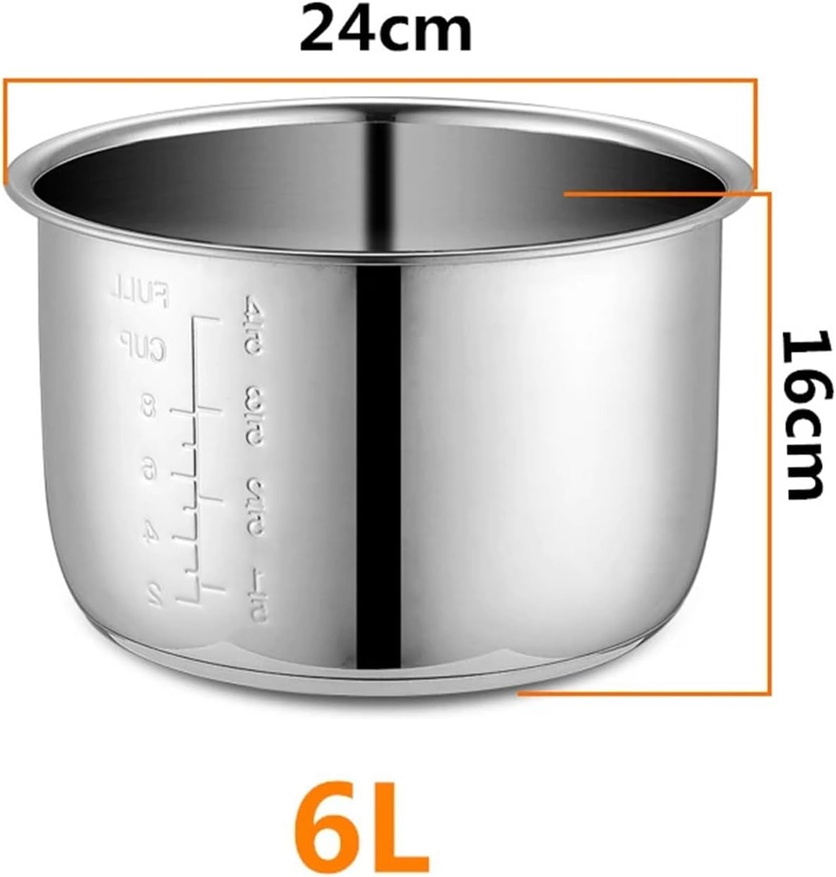 Compatible for Multi-cooker 6L Replacement Stainless Steel Inner Bowl, Cooking Pot