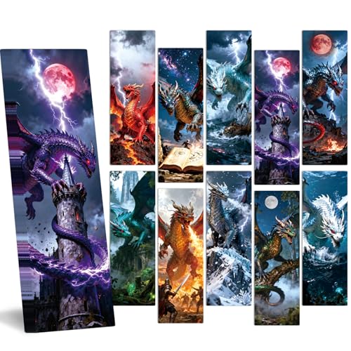 Fantasy Dragon Bookmark for Kids 100 Pcs Fantasy Bulk Paper Bookmarks for Book Lovers Cool Dragon Paper Book Mark Reading Accessories Gift for Kid Men Students Teenagers