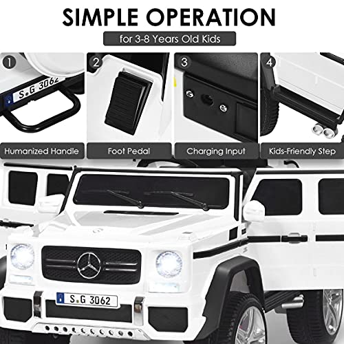 Image of Costzon Ride on Car, Licensed Mercedes-Benz Maybach, 12V Battery Powered Vehicle Toy w / 2 Motors, Remote Control, 3 Speeds, Lights, Horn, Music, Aux, Storage, Truck, Electric Car for Kids (White)