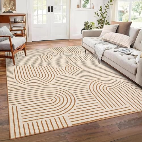 Alfombra decoración hogar grande 100x120cm con diseño arcoíris naranja 2