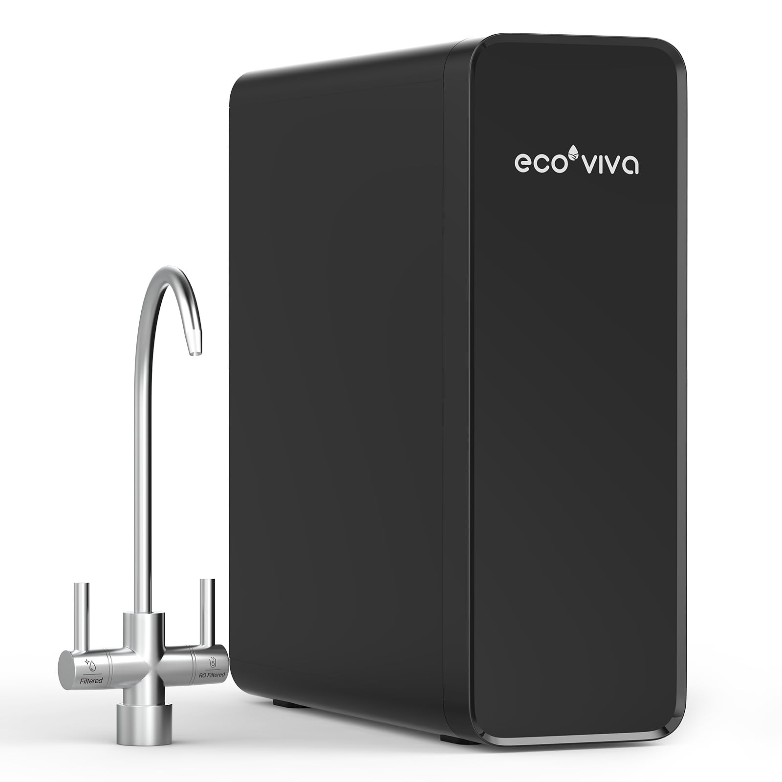 Ecoviva 600GPD Reverse Osmosis System, RO Under Sink Water Filter System, Tankless, Lower TDS, 2.5:1 Pure to Drain Ratio, LED Panel with Filter