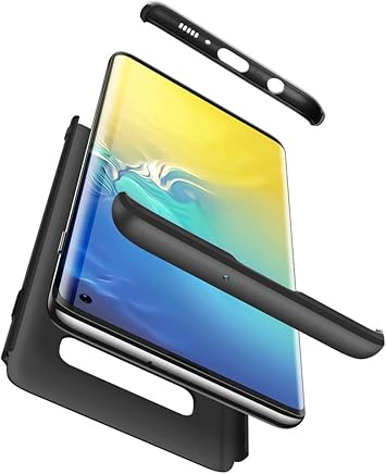 Compatible Samsung Galaxy S10 Funda(2018)Carcasa ultra fina Protectora coj?n + 9D Vidrio Templado Pantalla Protector,3 in 1 Hard Caja Caso Skin Case Cover Carcasa para Samsung Galaxy S10 Negro