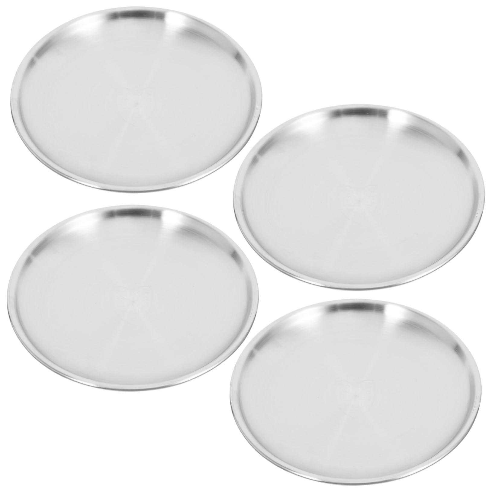 HOLIDYOYO 4pcs Stainless Steel Dessert Plates Vintage Korean Style Dining Dishes Snack Plates for Camping Bbq and Everyday Use Easy to Clean and Lightweight