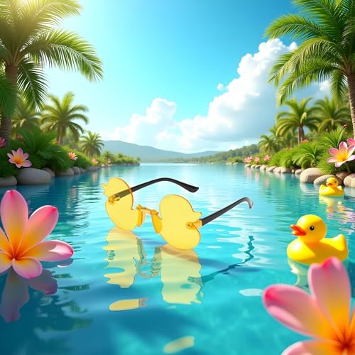 Cartoon Little Duck Personality Frameless Sunglasses Boys and Girls Copy Tide Sunshade Sunglasses Girls gifts (Yellow)3